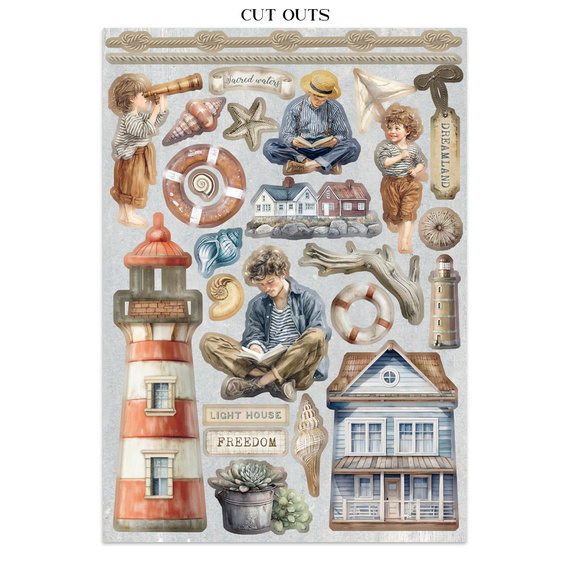 Junk Journal set of papers, stickers and elements - Silent Sea - Stamperia