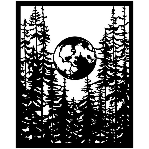 Stencil mixed Media 3D 20x25cm - Herbarium Silvae moon and forest - Stamperia