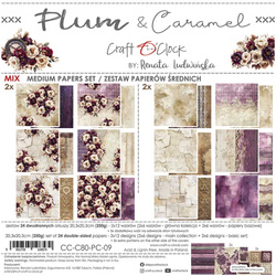 Set of scrapbooking papers 20x20 - Craft o'clock - Plum & Caramel mix