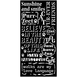 Stencil mixed Media 3D 12x25cm - Furry Friends background in slogan - Stamperia