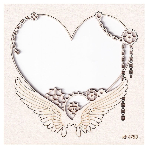 Chipboard - small frame with a heart - Steampunk 