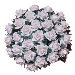100 MINIATURE MULBERRY PAPER STAR ROSES 12 mm - WHITE 