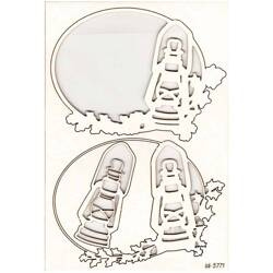 Chipboard Die Cut Christmas by the fire - lantern on a branch - lamp on a branch - Scrapiniec