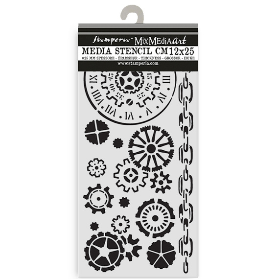 3D Mixed Media Stencil 12x25 cm - Voyages Fantastique mechanisms - Stamperia