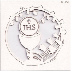 Chipboard - Lilly of the valley - round frame with goblet - Scrapiniec