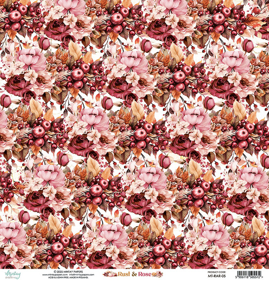 Scrapbooking paper 30x30 - Mintay - Rust & Rose 05