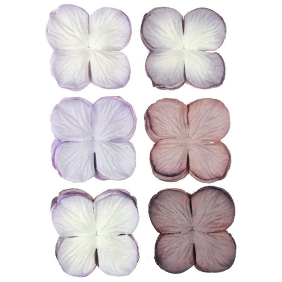100 MIXED PURPLE TONE HYDRANGEA BLOOMS 25mm