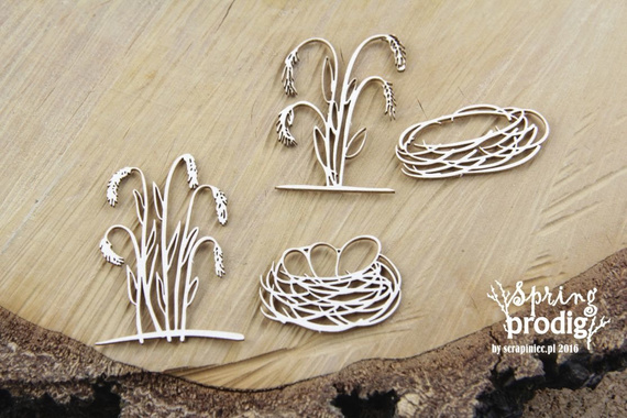 Chipboard grass and nest - Spring Prodigy - Grass'n'Nest 