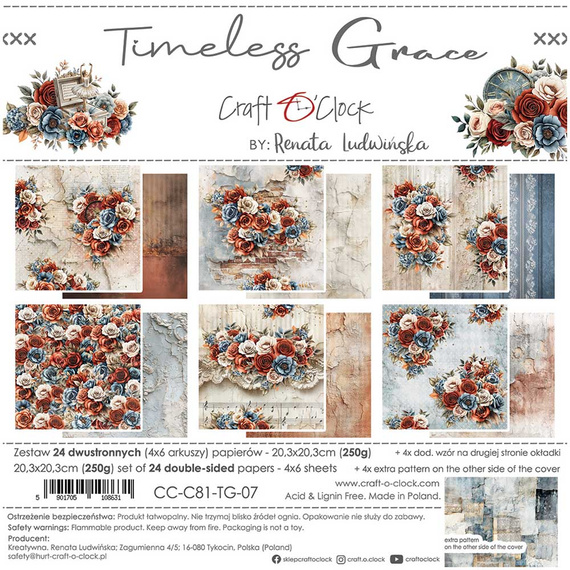 Set of scrapbooking papers 20x20 - Craft o'clock - Timeless Grace