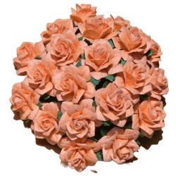50 MULBERRY PAPER STAR ROSES 25 mm - PEACH