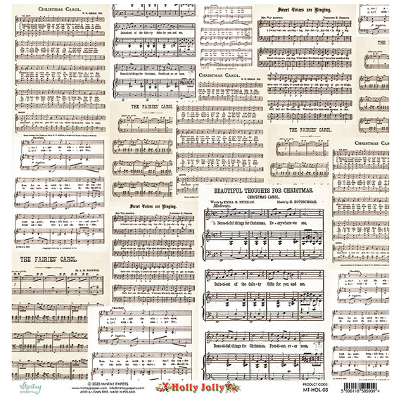 Scrapbooking paper 30x30 - Mintay - Holly Jolly 03