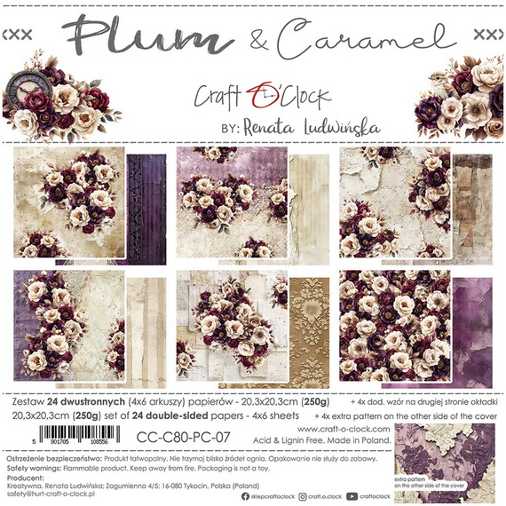 Set of scrapbooking papers 20x20 - Craft o'clock - Plum & Caramel