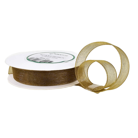 Gold organza ribbon / ribbon 12mm x 23m