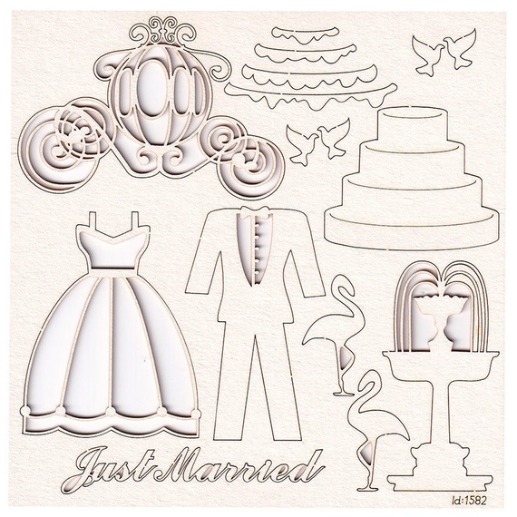 Chipboard Just Married  ornaments - wedding 