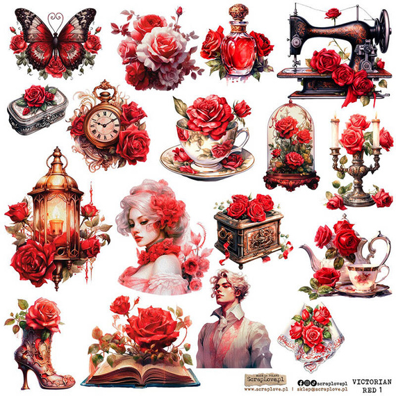 Stickers - ScrapLove - Victorian red 1