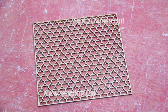 Chipboard net of hearts background 