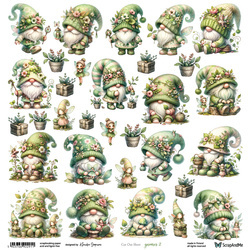 Scrapbooking paper 30x30 - ScrapAndMe - Gnomes 1- sheet with cut-out elements
