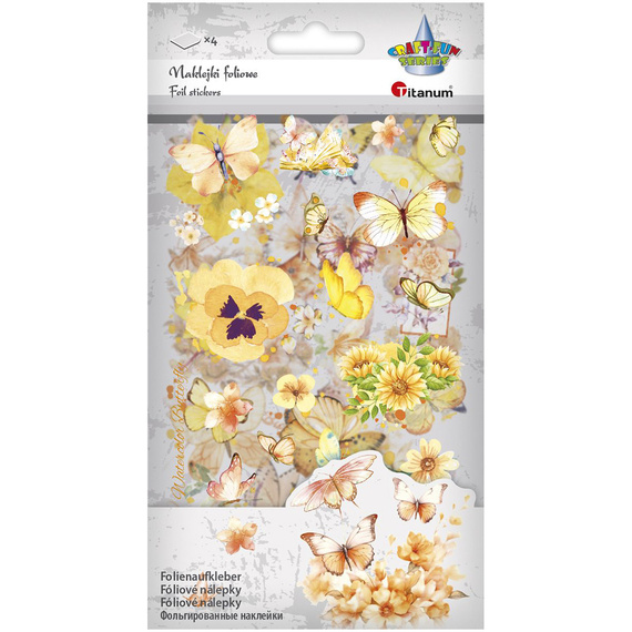 Stickers foil - Yellow flowers and butterflies