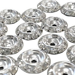Metal bases with crystals for cabochon, half pearl 25 mm - 20pcs