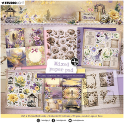 Set of scrapbooking papers 20x20 - StudioLight - Vellum Unicolor &amp; Elements Growing &amp; Blooming