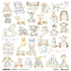 Scrapbooking paper 30x30 - ScrapAndMe - Baby 07 - sheet with cut-out elements