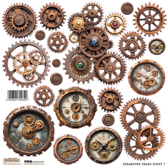 Stickers paper - ScrapLove - Steampunk Gears Rusty 1 