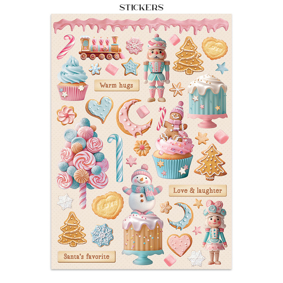 Junk Journal set of papers, stickers and elements - Candy Christmas - Stamperia