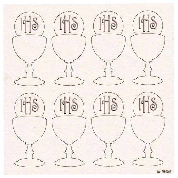 Chipboard Chalice with host - First Communion  - 6 cm (8 pcs) 