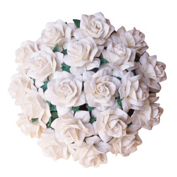 50 MULBERRY PAPER STAR ROSES 25 mm - IVORY