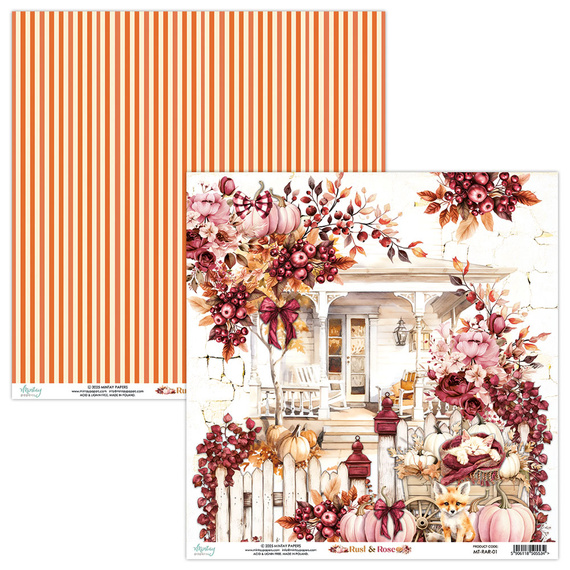 Set of scrapbooking papers 30x30 - Mintay - Rust & Rose