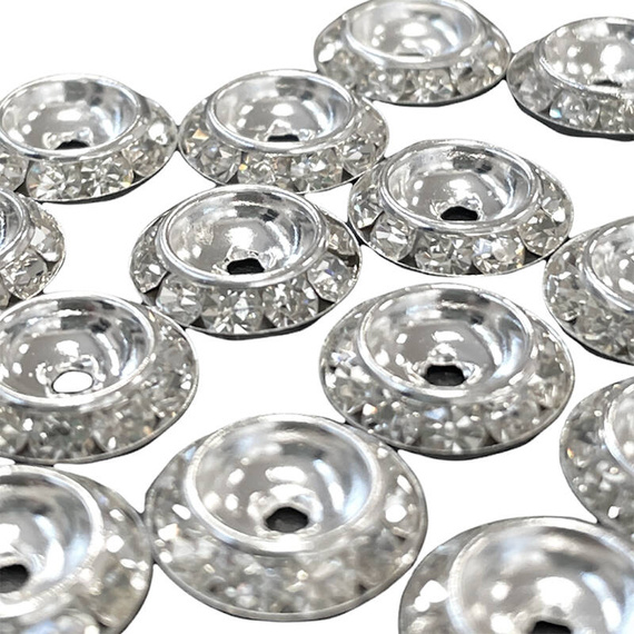 Metal bases with crystals for cabochon, half pearl 25 mm - 20pcs