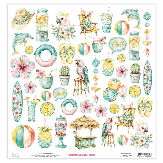 Scrapbooking paper with elements 30x30 - Mintay - Tropical Summer