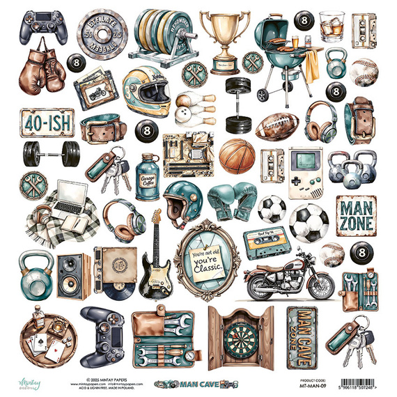 Set of scrapbooking papers 30x30 - Mintay - Man Cave