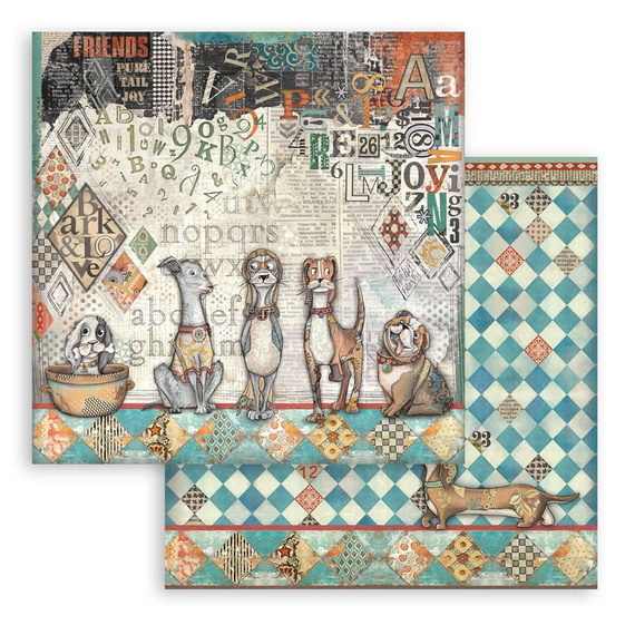 Set of scrapbooking papers 30x30 - Furry Friends - Stamperia