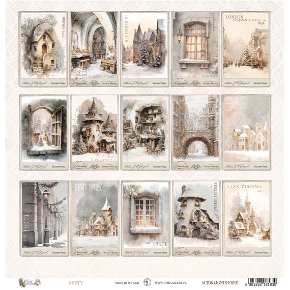 Scrapbooking Paper 30x30 cm - UHK Gallery - White Whispers - Misty