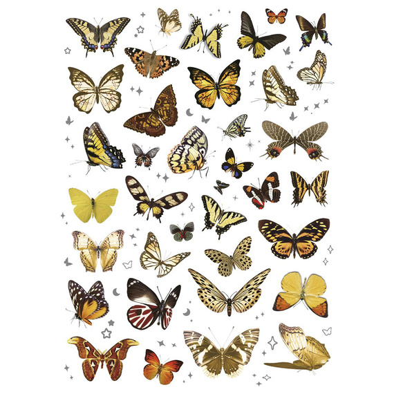 Stickers foil - Yellow butterflies and flowers