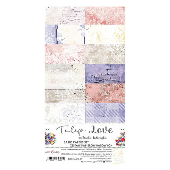 Scrapbooking Craft Papier Set scrapbooking bases 15x30 - Craft o'clock - Tulip Love