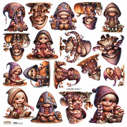 Stickers paper - ScrapLove - Autumn Girl 1 girl mushrooms pumpkins autumn