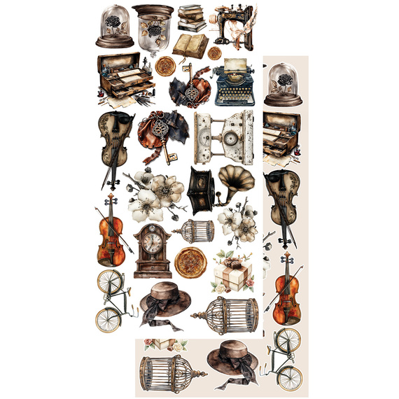Set of 15x30 scrapbooking papers - Alchemy of Art - In silence, vintage