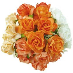 50 MIXED PEACH/ORANGE/WHITE MULBERRY PAPER WILD ROSES 1¼" (30mm)