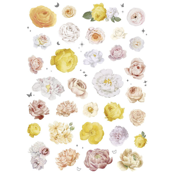Stickers foil - Yellow butterflies and flowers