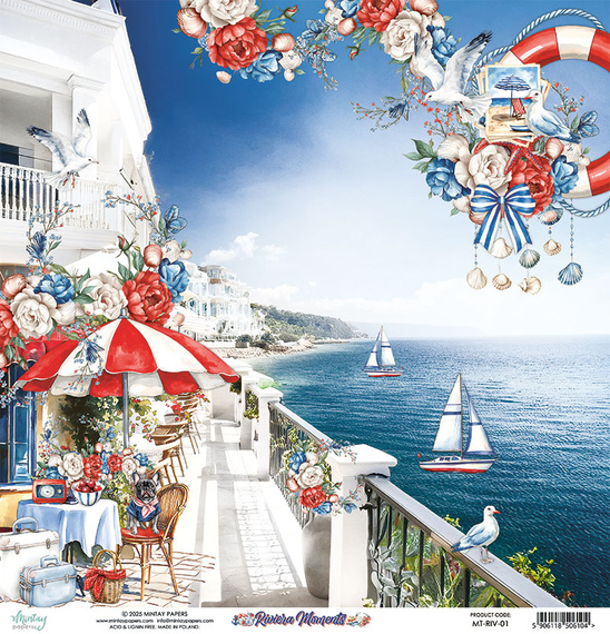 Scrapbooking paper 30x30 - Mintay - Riviera Moments 01