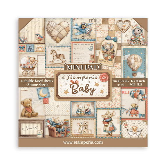 Set of scrapbooking papers 30x30 - Baby - Stamperia