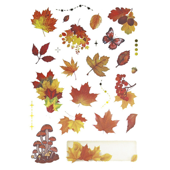 Stickers foil - Leaves, mushrooms, squirrels