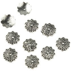 10 FLOWER SHAPE METAL BEAD CAPS