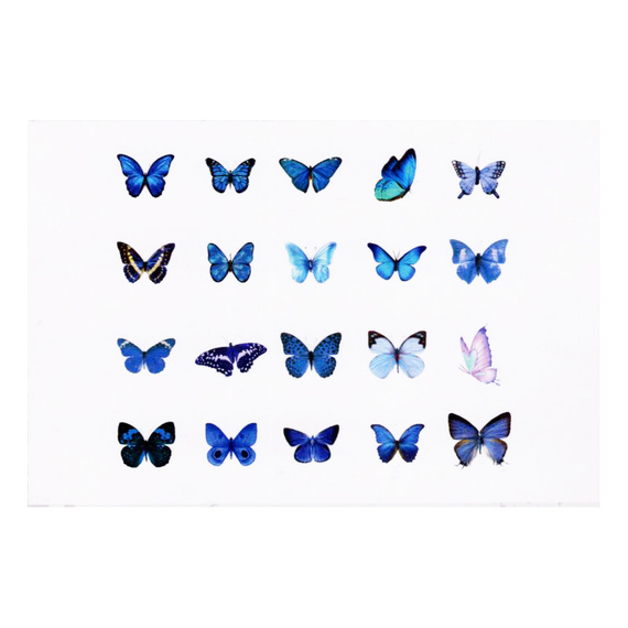 Stickers foil - Blue butterflies 40pcs