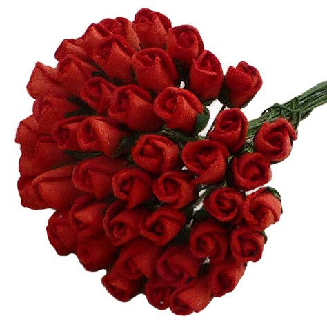 100 RED MULBERRY PAPER ROSEBUDS 4MM