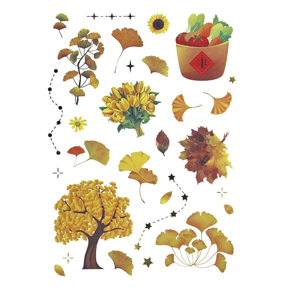 Stickers foil - Yellow flowers and leaves