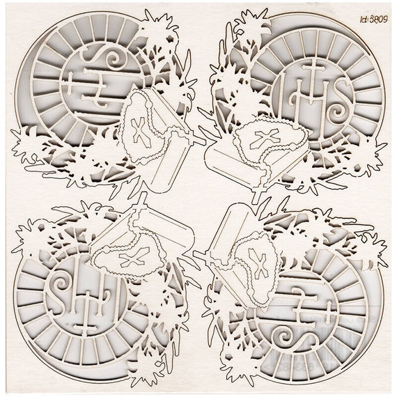 Chipboard Die Cut - Rosary decoration 4 pcs - First Holy Communion 2024 - Scrapiniec